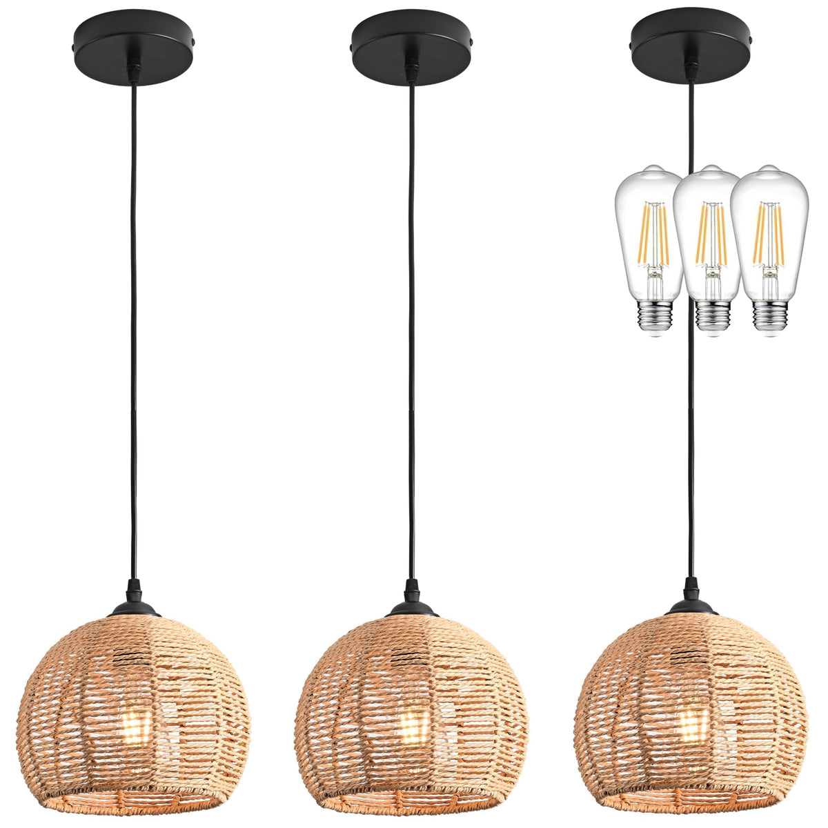AyshwillDec wicker pendant light close-up of woven dome for cozy dining ambiance