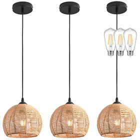 AyshwillDec wicker pendant light close-up of woven dome for cozy dining ambiance