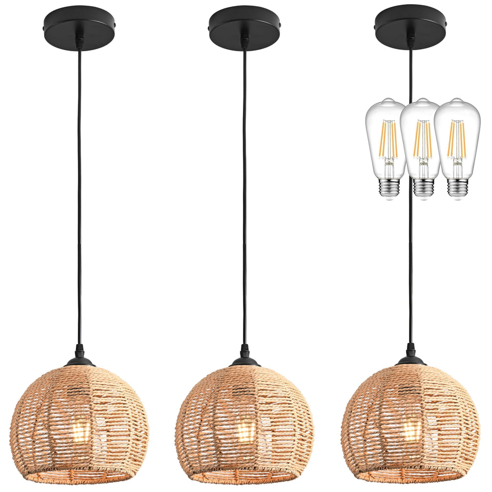 AyshwillDec wicker pendant light close-up of woven dome for cozy dining ambiance