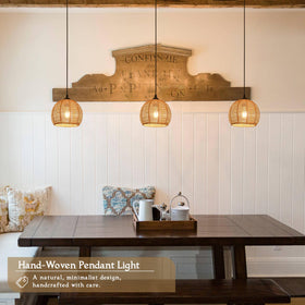 AyshwillDec wicker pendant light three-pack for cohesive dining area setup