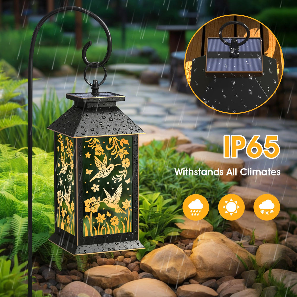 AYTPU hummingbird projection lantern outdoors creates lively silhouettes for evenings.