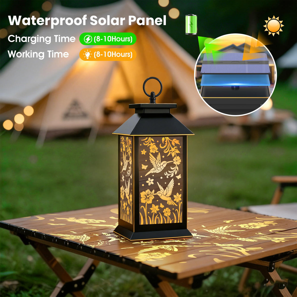 AYTPU warm-light lantern provides inviting glow for porches and patios.