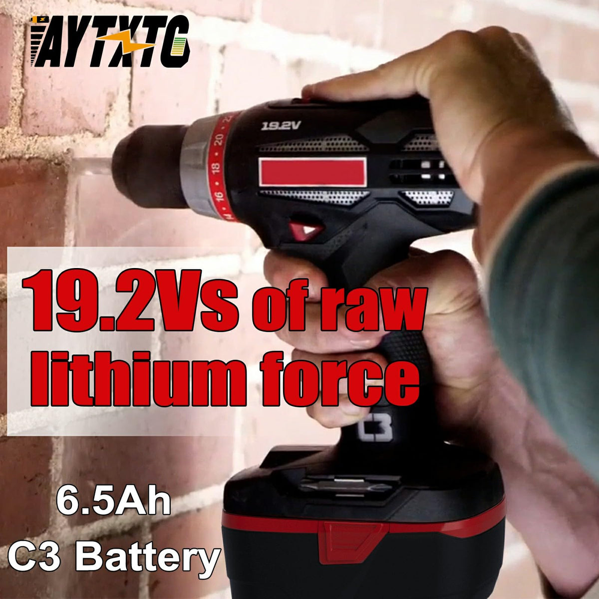 AYTXTG high-power 19.2V battery delivers fade-free performance during tasks.