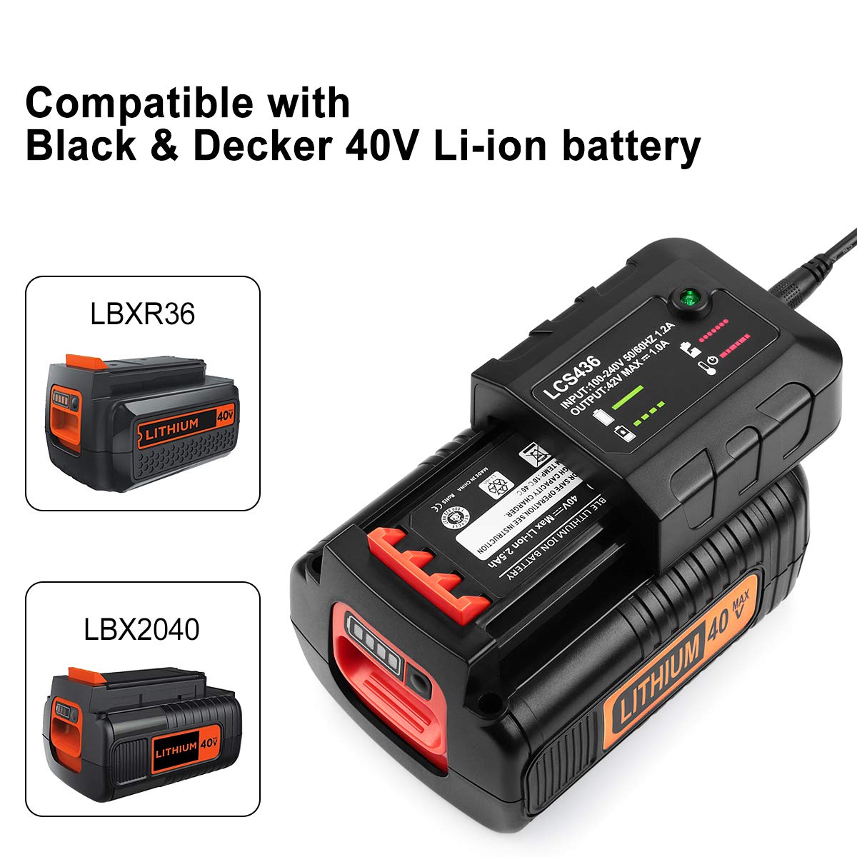 LED charge indicator shows status clearly during charging.