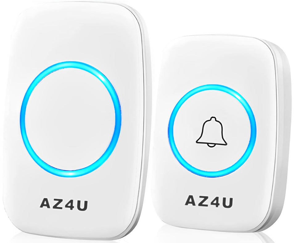AZ4U transmitter at the front door with blue LED ring for quick door alerts.