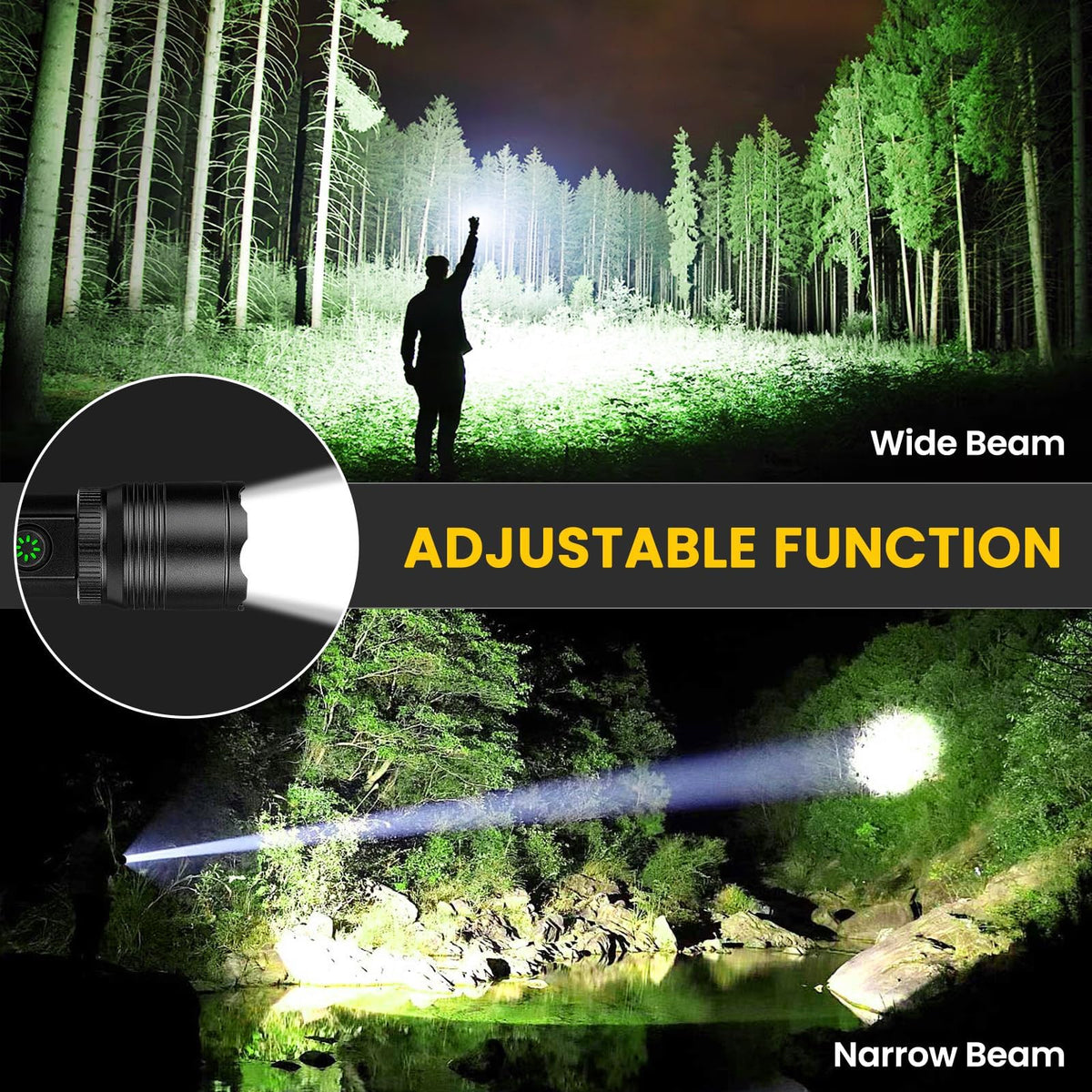 Azamine P19-COB flashlight rugged aluminum body supports durable outdoor performance.