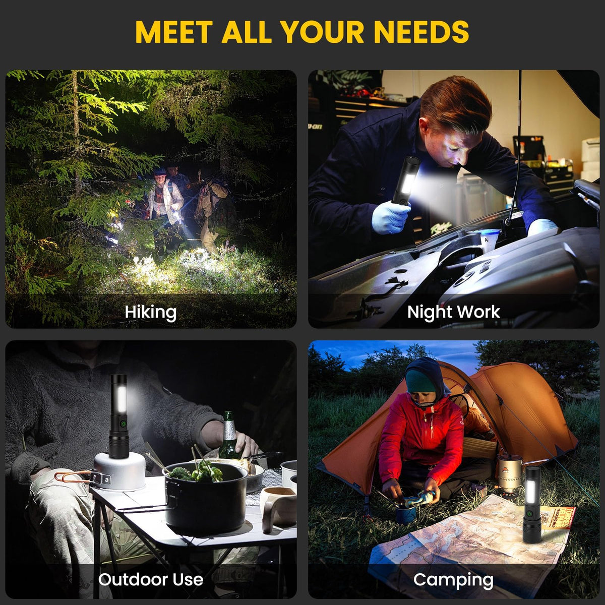 Azamine P19-COB flashlight compact size slips into pockets with ease.