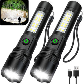 Azamine P19-COB flashlight front view highlights a bright beam for outdoor use.