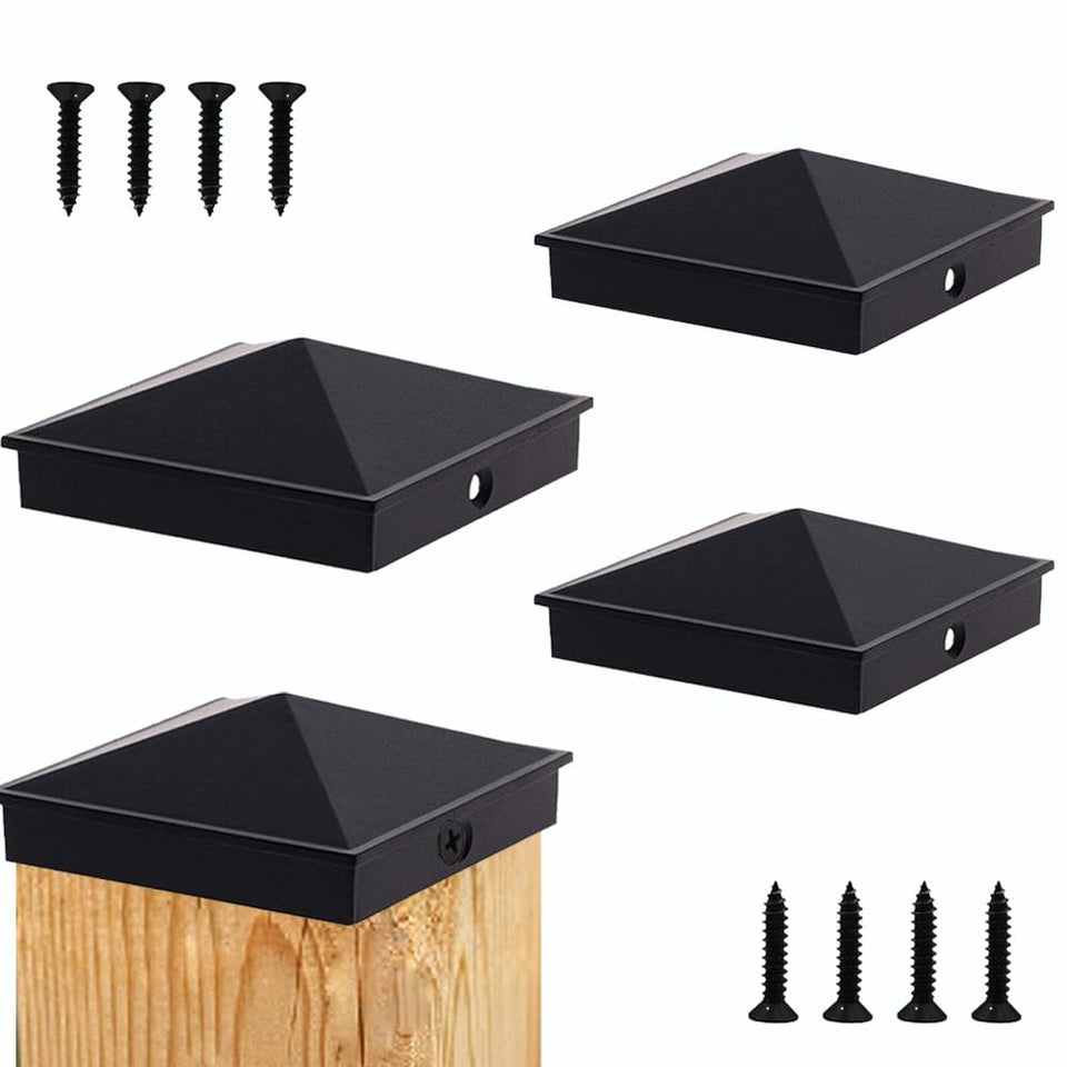 Azdele 4x4 pyramid cap in matte black, front view, weatherproof and decorative.