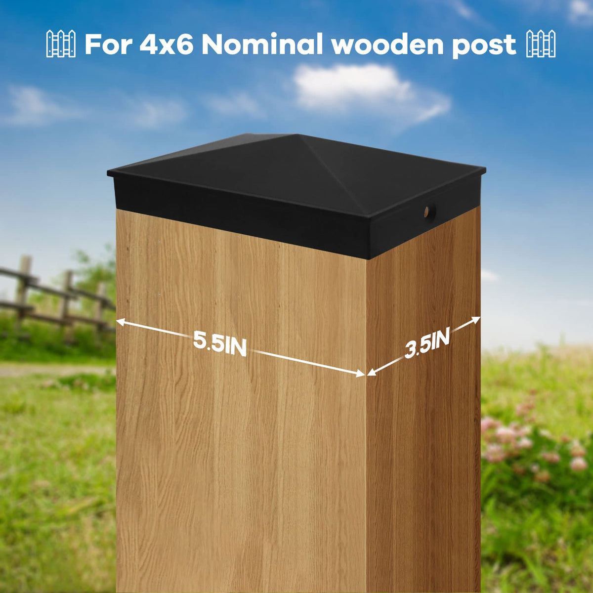 Azdele pyramid cap for 4x6 posts with easy installation.
