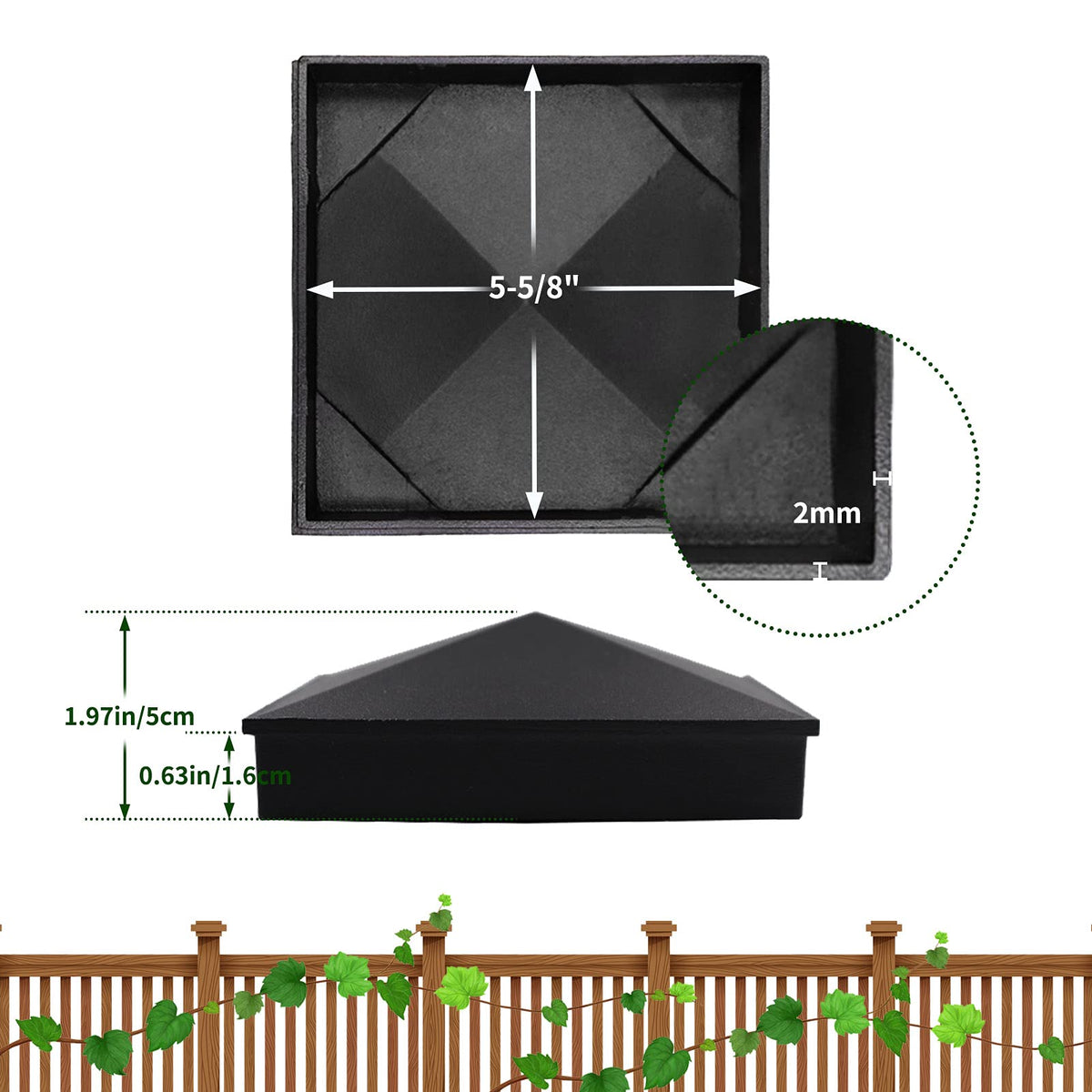 Azdele 6x6 post cap packaging includes four caps and screws
