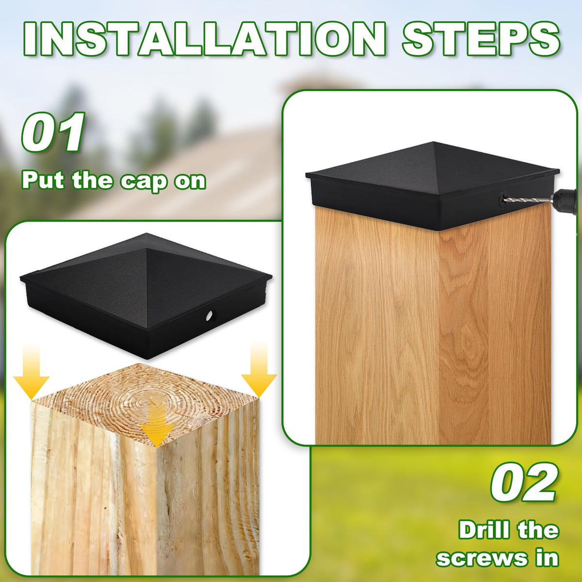 Azdele 6x6 weatherproof post cap for outdoor use
