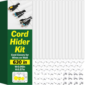 AZEN Cord Hider Kit shows 630-inch length for clean walls