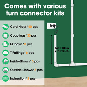 AZEN Cord Hider Kit components including couplings and elbows