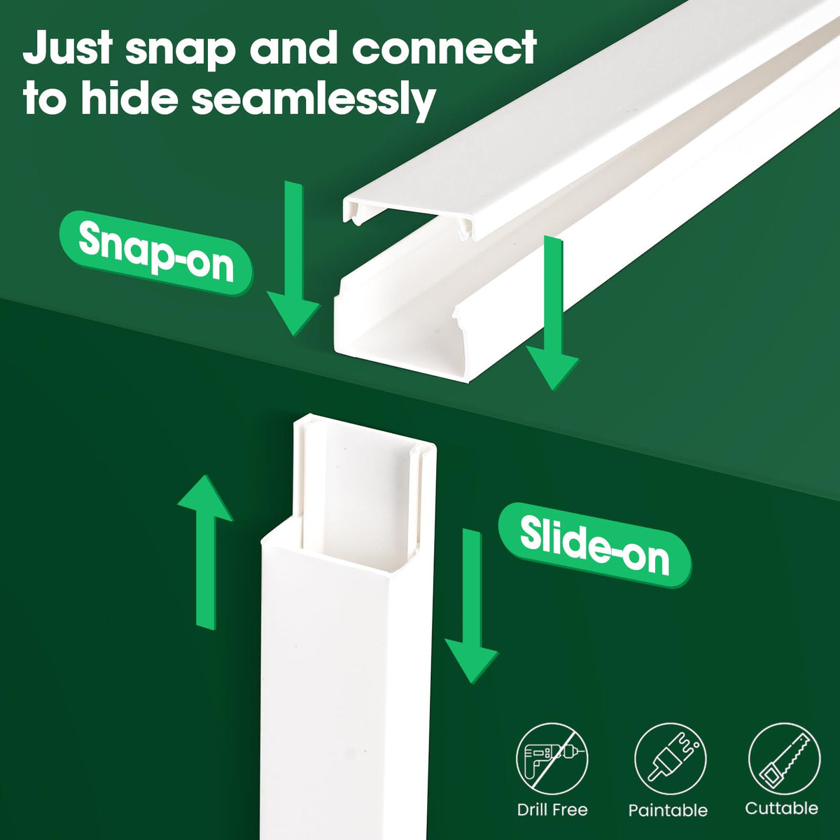 AZEN cord cover is cuttable to fit long cable runs precisely