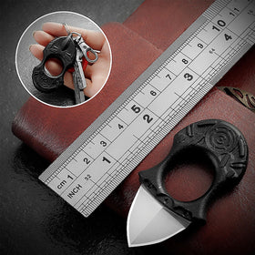 AZHU full-tang mini pocket knife closed, compact and durable.