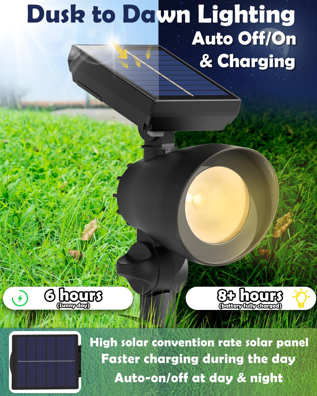 Azirier solar lights adjustable heads provide precise lighting angles