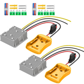 Azocek 2-pack step-down converter powers select 12V devices from DeWalt batteries.