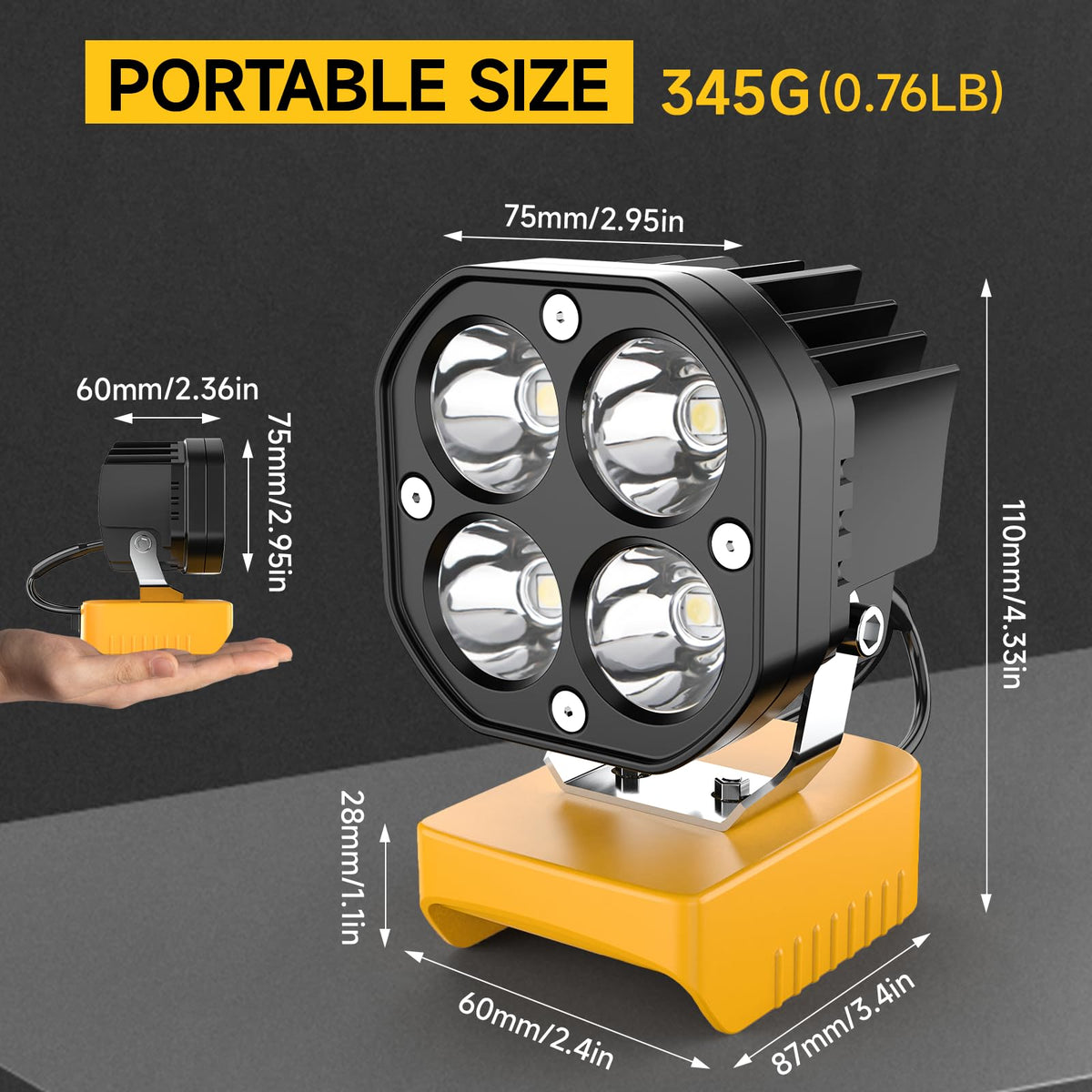 Azocek 40W LED work light delivering 6000 lumens in a rugged housing