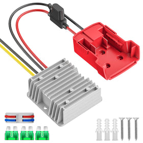 Azocek battery adapter connects Milwaukee 18V to 12V devices for portable power