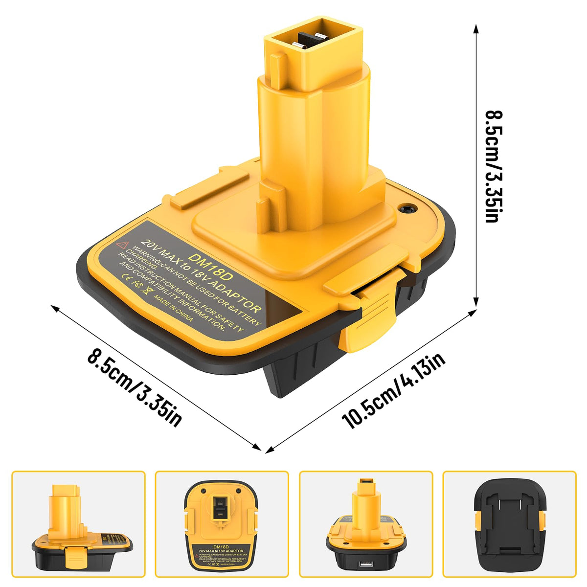 Azocek DM18D adapter shown powering an 18V tool setup