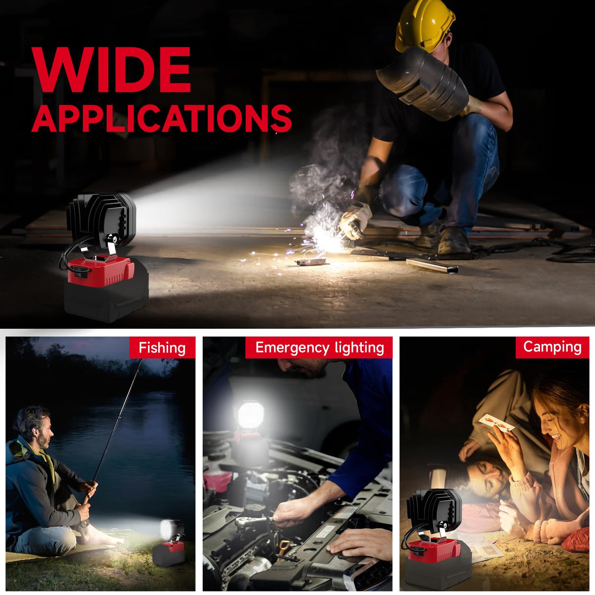 Azocek LED work light with 120-degree adjustable beam for versatile coverage.