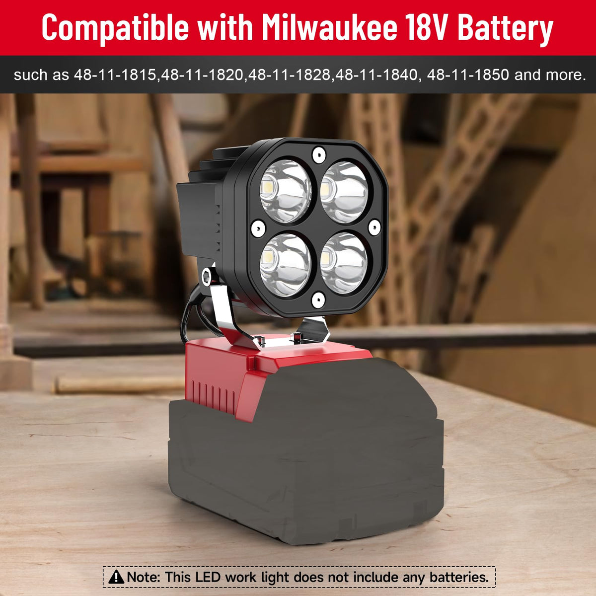 Azocek LED work light with low voltage protection for battery safety.