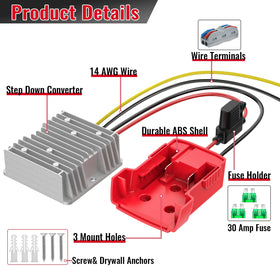 Azocek 12V step-down converter outputs up to 20A from an 18V battery
