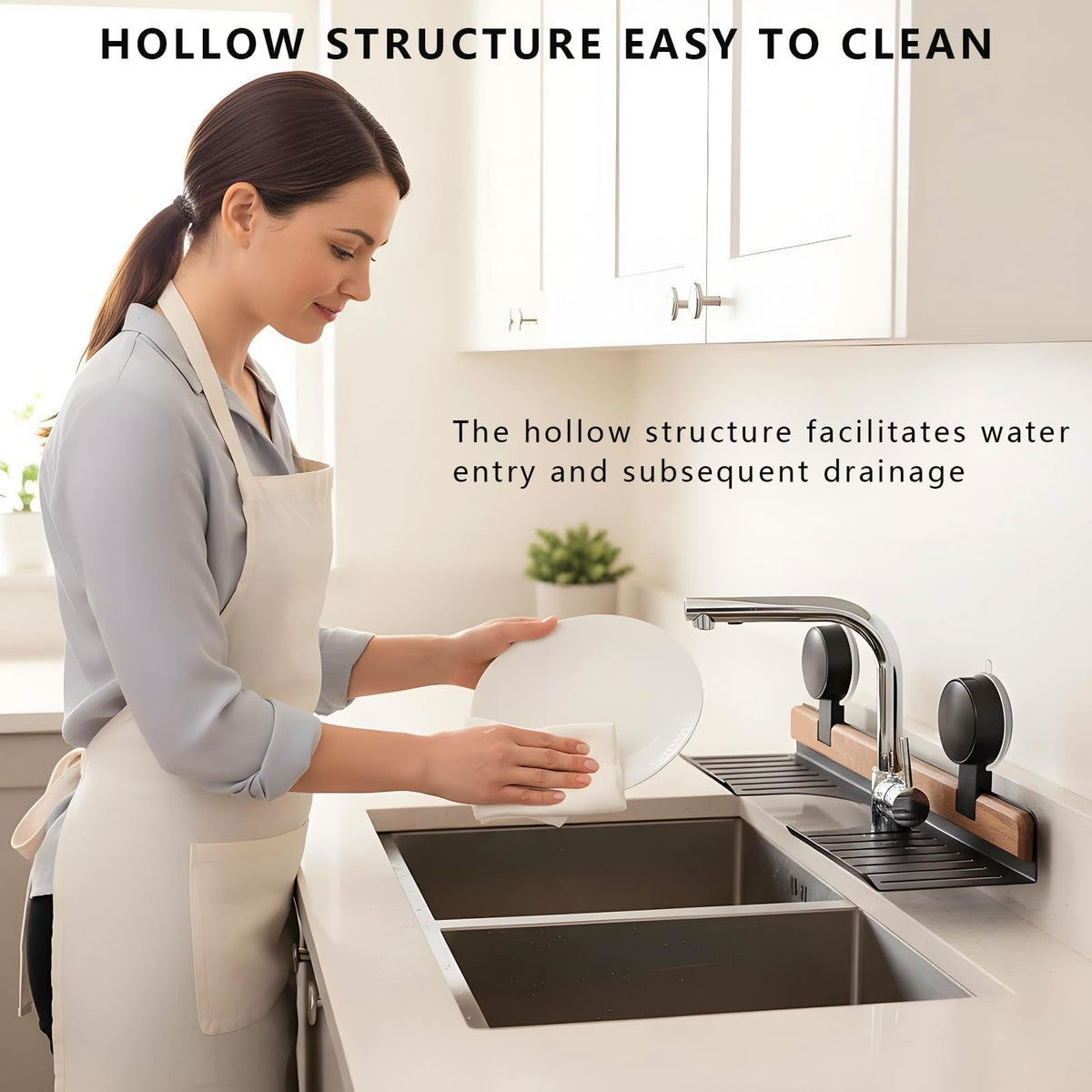 AZSRKRBM fits standard faucet configurations for above-sink storage.