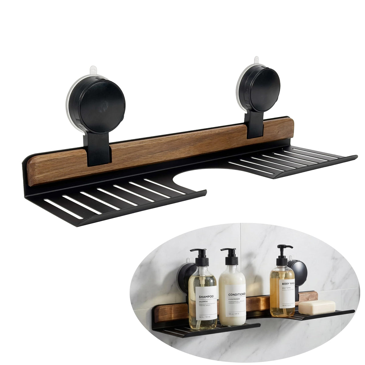AZSRKRBM over-sink shelf in walnut adds stylish storage above the sink.