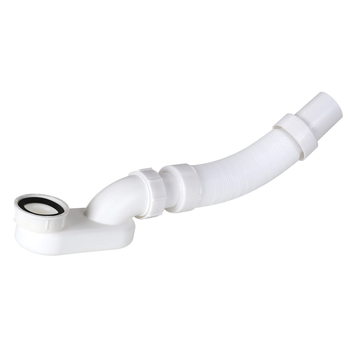 Azucyzi flexible freestanding tub drain assembly showing space-saving design