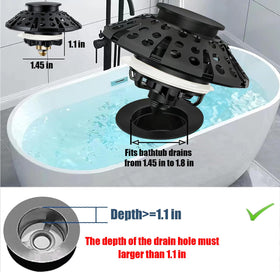 AzWzz drain hair catcher cover sits atop the tub drain to reduce clogs.