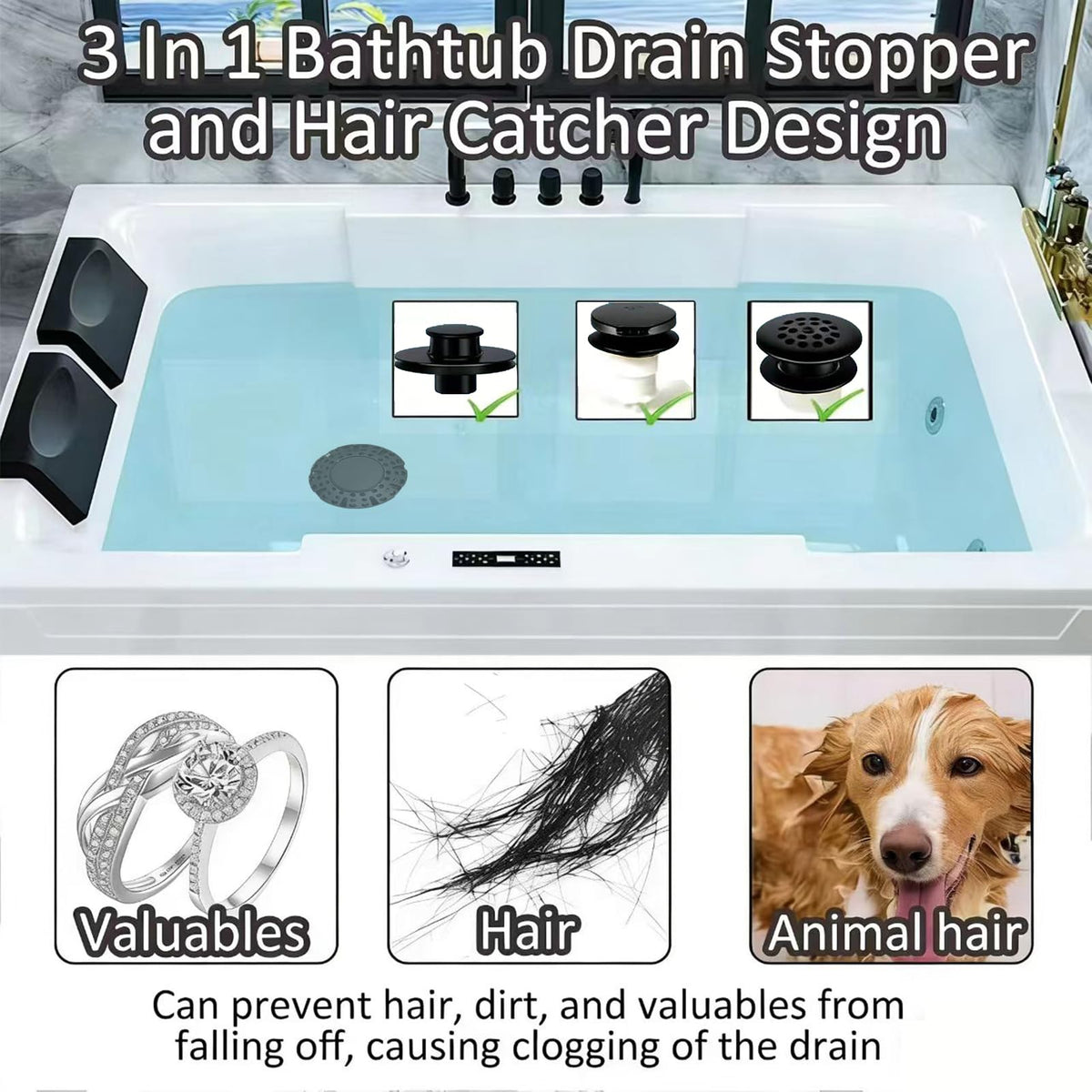 AzWzz pop-up drain stopper provides easy operation for quick draining.