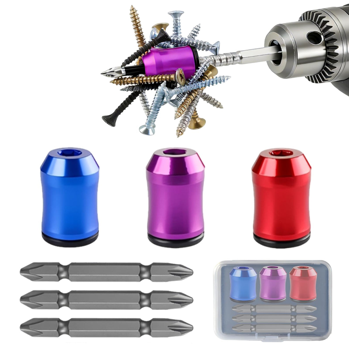 AZYM strong magnetic screw ring on power tool securely holds screws