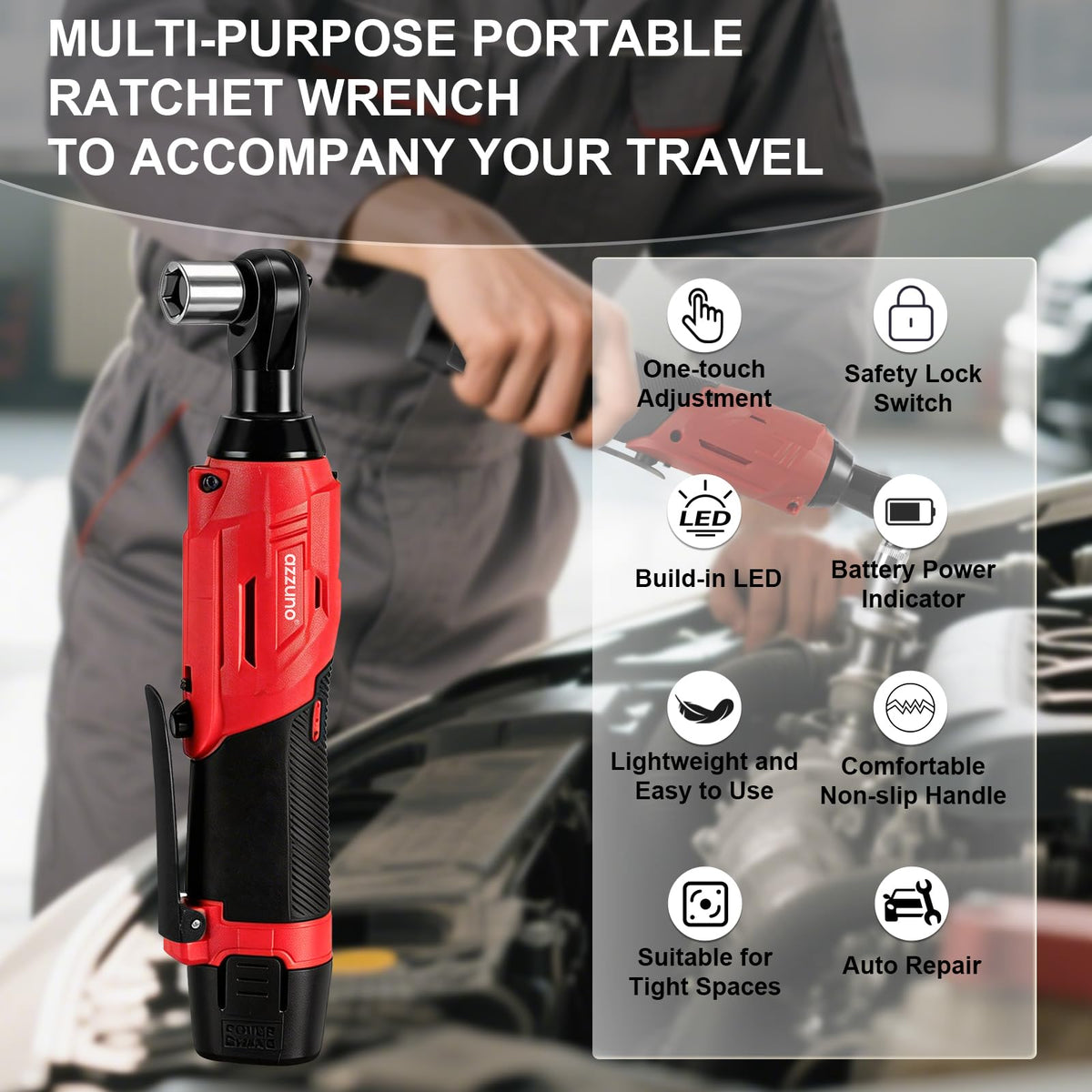AZZUNO two 2000mAh batteries ready for extended cordless use.