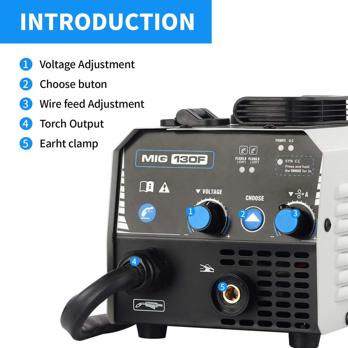 AZZUNO MIG welder flux-core wire spool included ensures ready-start welding.