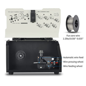 AZZUNO MIG welder includes MIG torch and ground clamp for complete setup.