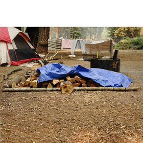 B-Air Grizzly tarp 9x12 blue shields cars and gear from sun.