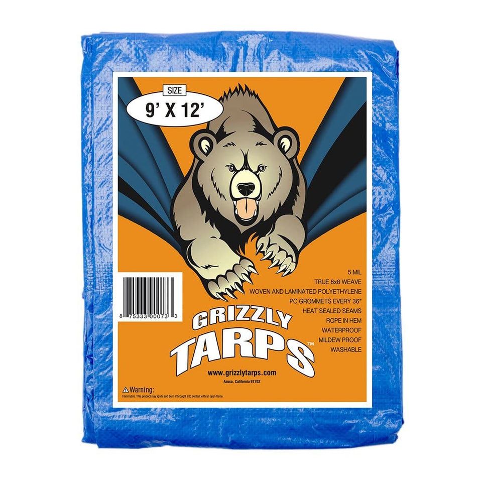 B-Air Grizzly tarp 9x12 blue protects boats and gear from rain.