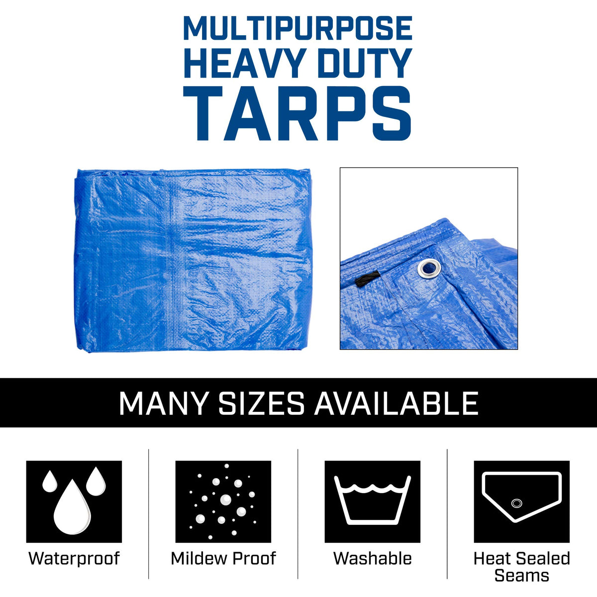 B-Air Grizzly tarp 9x12 blue secure tie-downs for windy days.