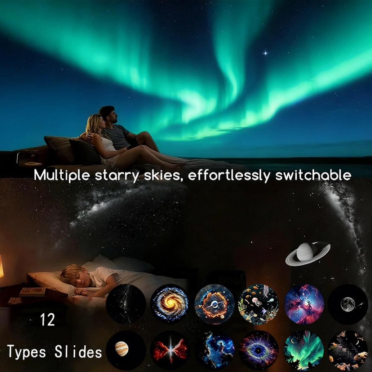 B DyBoHF 12 projection films offer diverse starry scenes for bedtime.