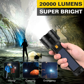B013 LED flashlight solar panel powering the light in daylight conditions
