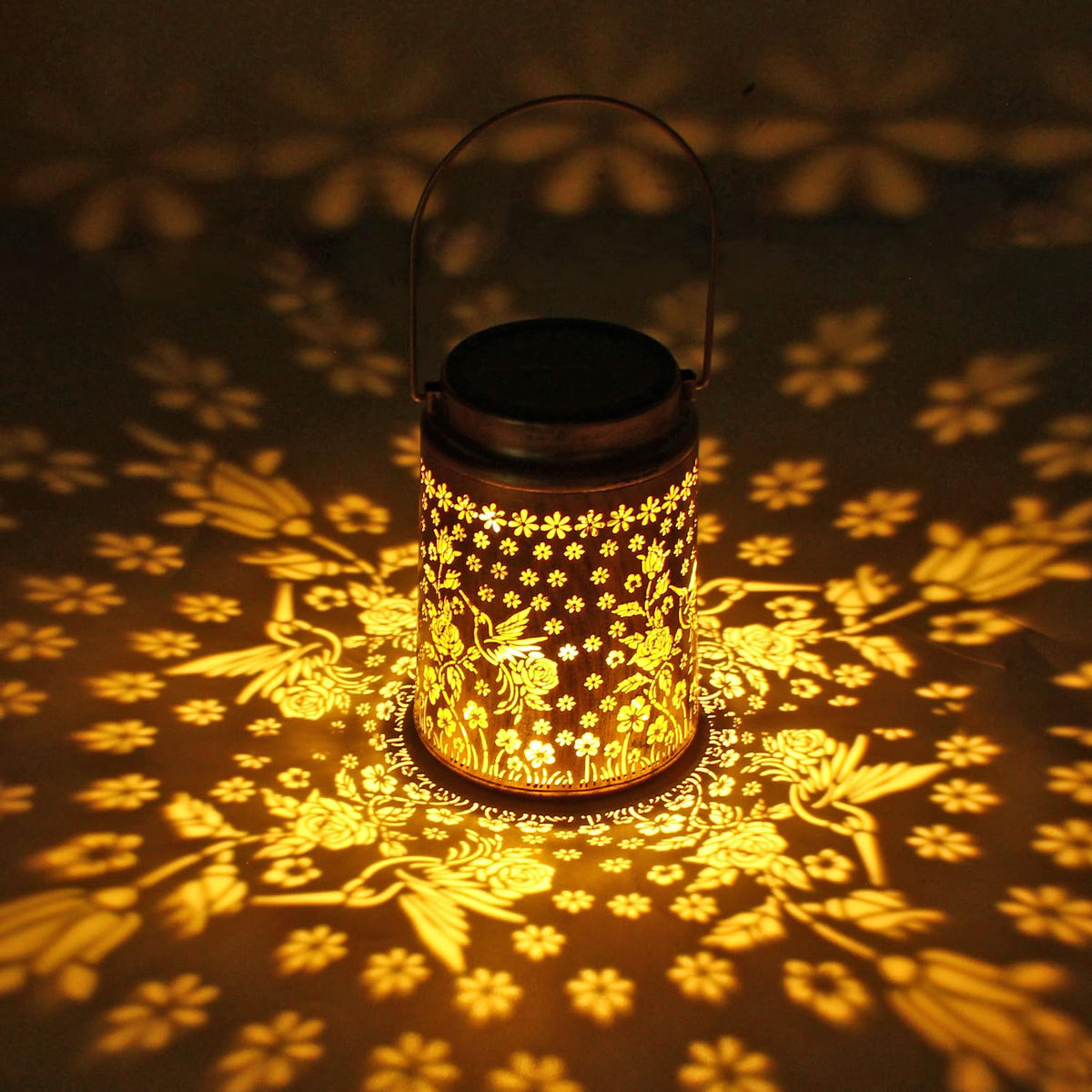 Babineto outdoor lantern emits a soft yellow LED glow for evenings