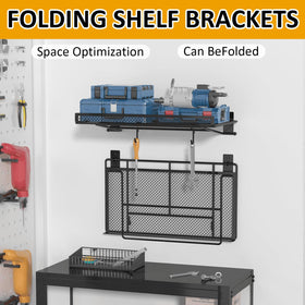BABKAS wall-mounted shelves installed in a garage for easy tool access.