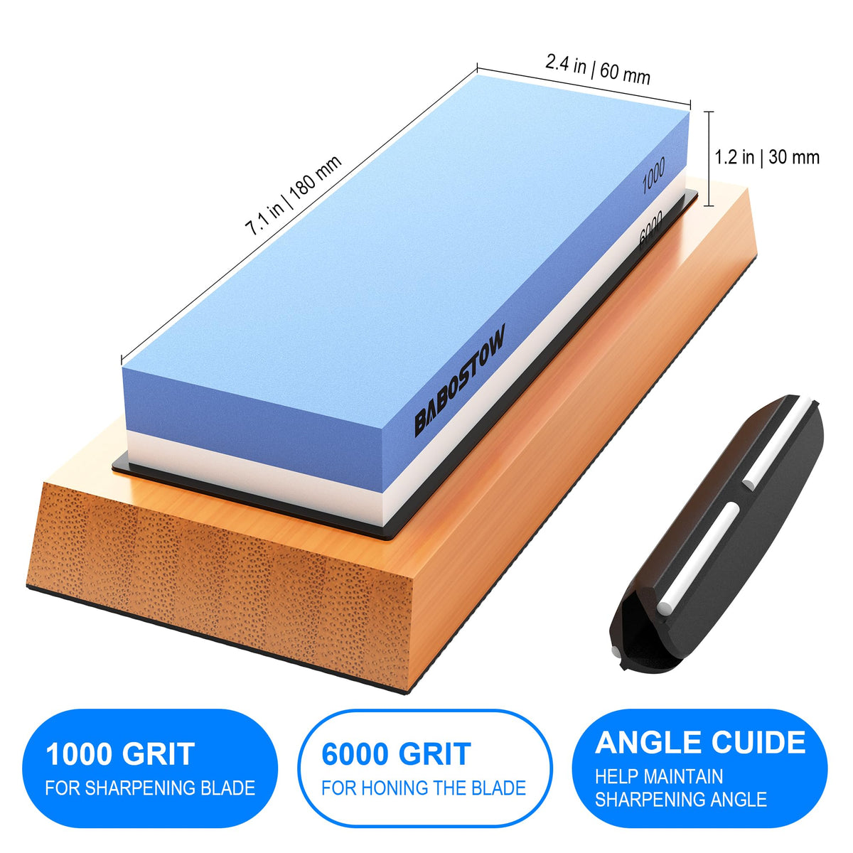 Babostow non-slip bamboo base keeps the sharpener steady during use