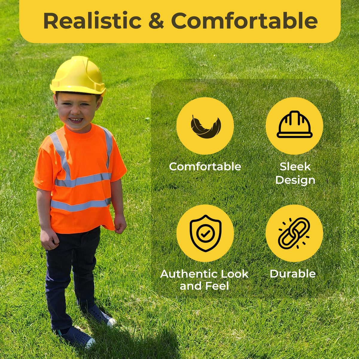 Babu Works child hard hat realistic construction look for immersive play