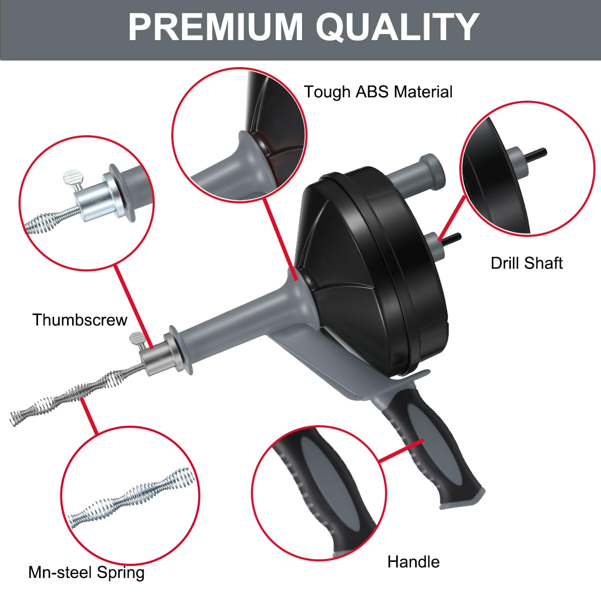 BACEYIOU drain auger cable with crank enables easy manual control.