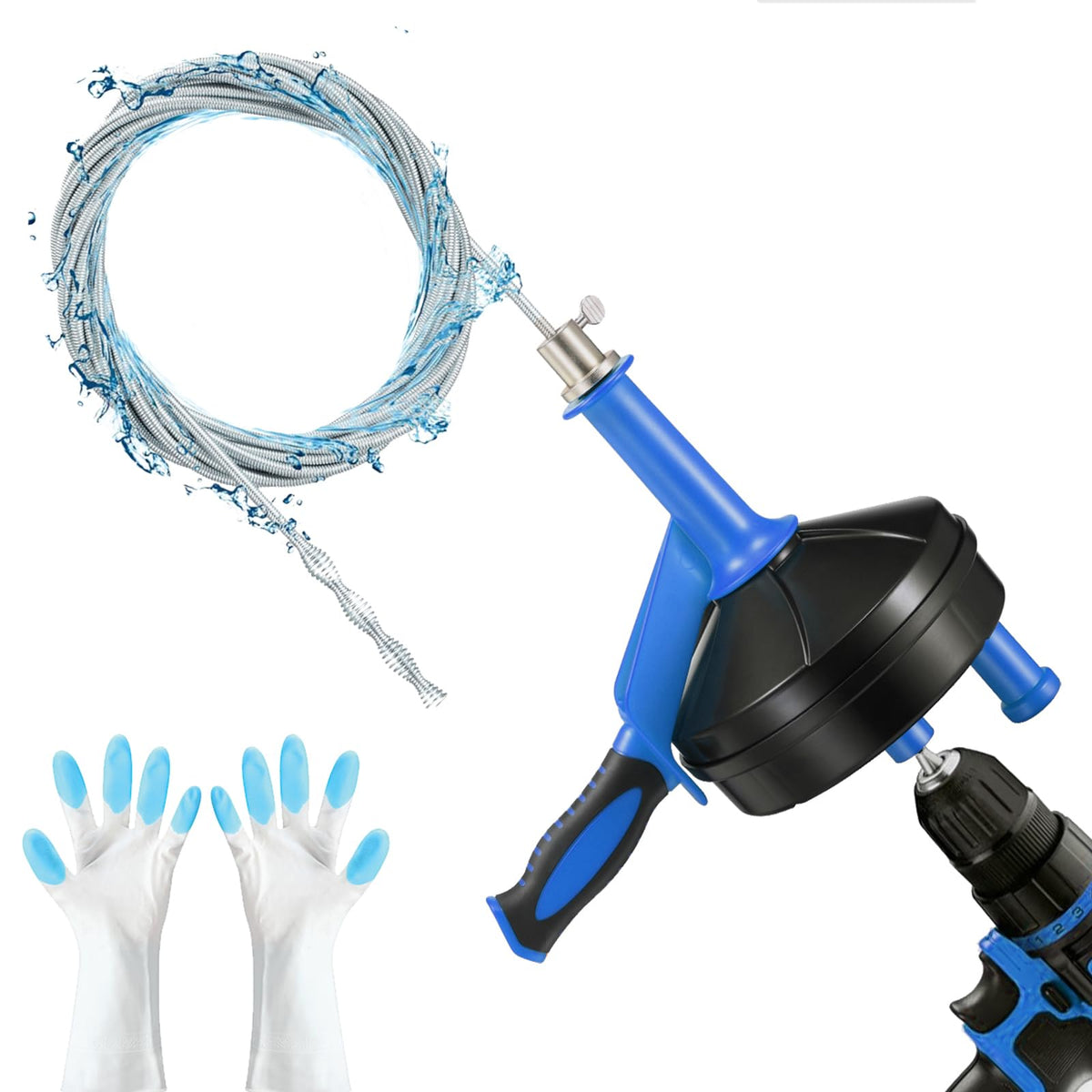 BACEYIOU Drain Auger 25ft cable clears slow kitchen drains efficiently.