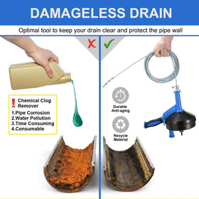 BACEYIOU Drain Auger metal spring helps reach deep clogs.