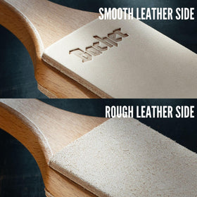 Bacher double-sided leather strop offering versatile polishing surfaces.